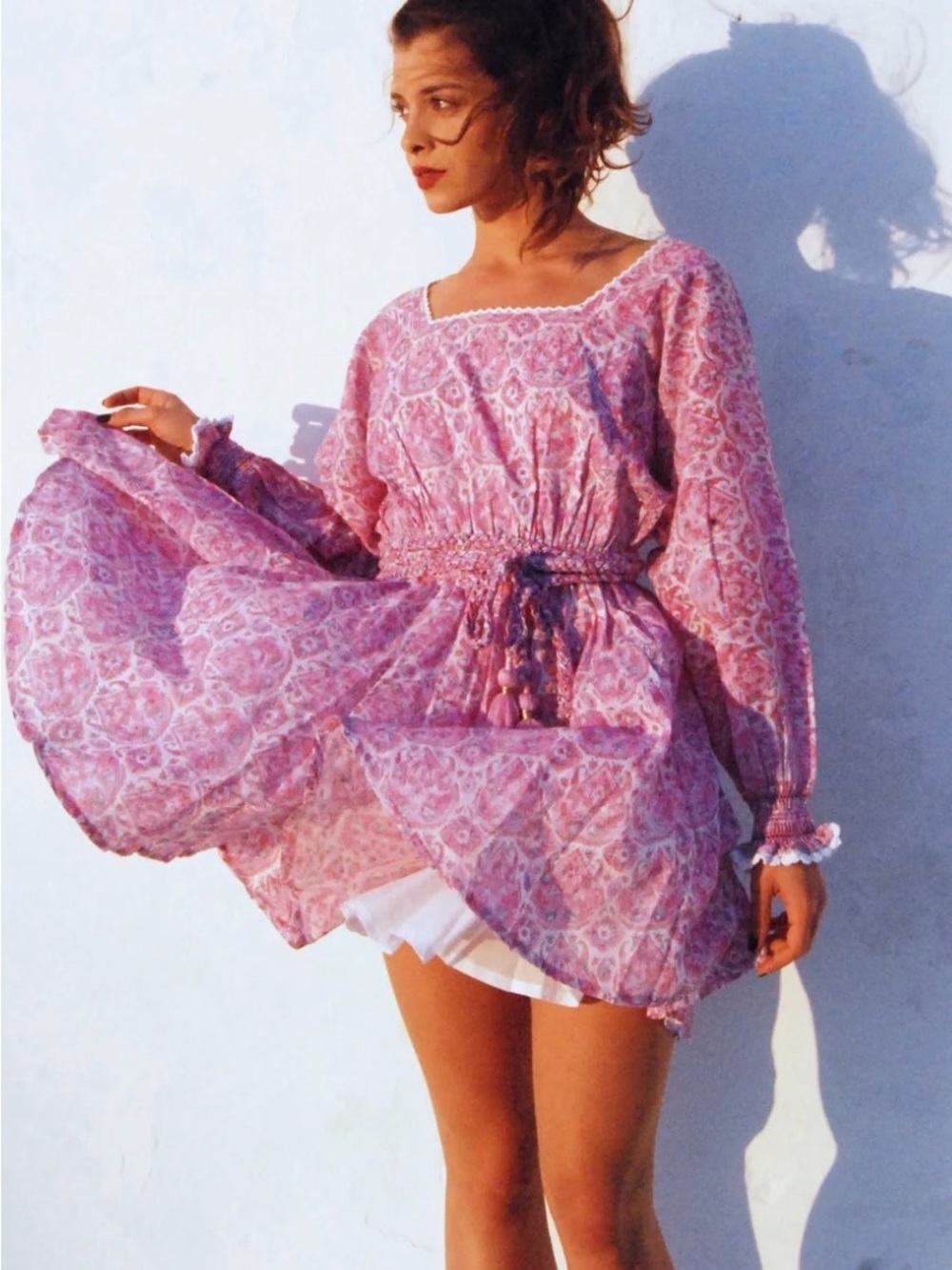 BUGGY Sisi Tie-Waist Mini Dress Nettie Lavender Small